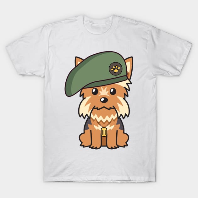 Funny Yorkshire Terrier wearing a beret T-Shirt by Pet Station